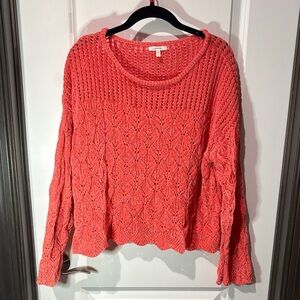 Maurices Coral Openwork Scoop Neck Sweater